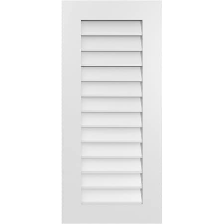 Ekena Millwork Vertical Surface Mount PVC Gable Vent: Non-Functional, w/ 3-1/2"W x 1"P Standard Frame, 18"W x 40"H GVPVE18X4001SN